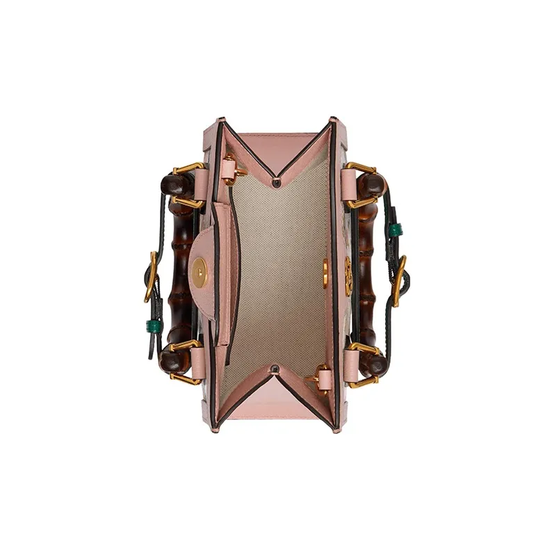 GUCCI Diana Canvas With Leather Tote Bag Shopping Bag Shoulder Bag Crossbody Bag Handbag Mini Women's Pink/Multicolor-9