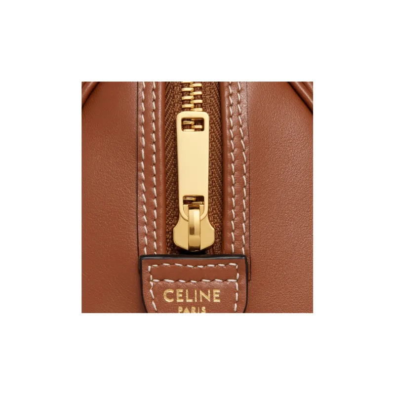 CELINE Triomphe Smooth Cow Leather Boston Bag Shoulder Bag Crossbody Bag Handbag Small Size Women's Tawny-4