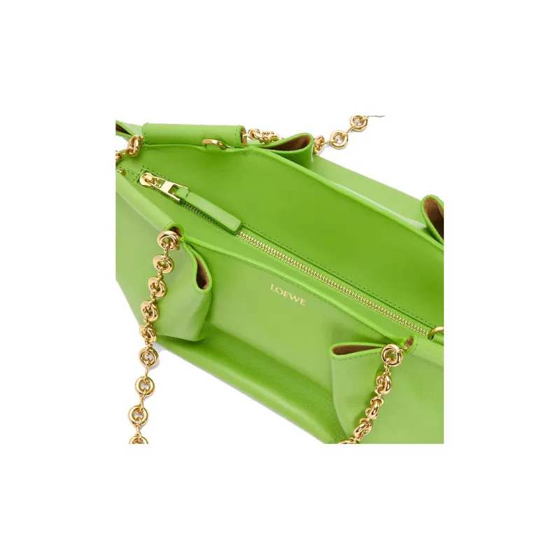 LOEWE Shiny Nappa Cow Leather Dumpling Bag Shoulder Bag Crossbody Bag Handbag Small Size Women's Apple Green-6
