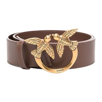 PINKO Classic Casual Smooth Buckle Belt Women's Brown Width: 4cm