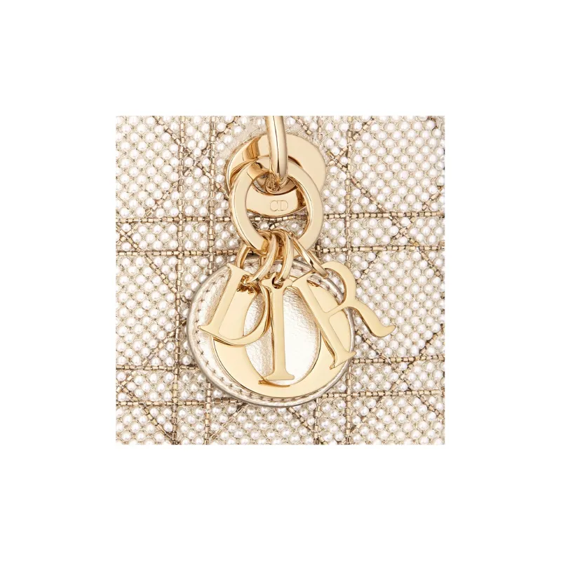 DIOR Lady D-JOY Sheepskin Daisie Bag Shoulder Bag Crossbody Bag Handbag Extra Mini Women's Gold-5
