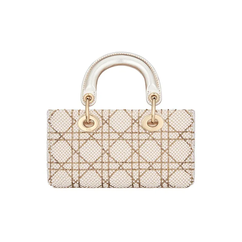 DIOR Lady D-JOY Sheepskin Daisie Bag Shoulder Bag Crossbody Bag Handbag Extra Mini Women's Gold-3