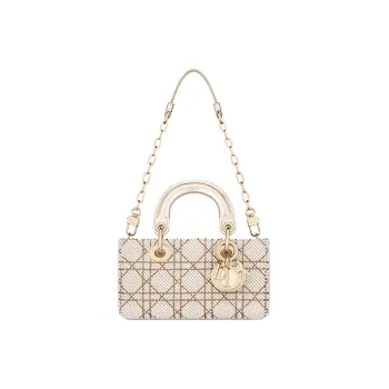DIOR Lady D-JOY Sheepskin Daisie Bag Shoulder Bag Crossbody Bag Handbag Extra Mini Women's Gold