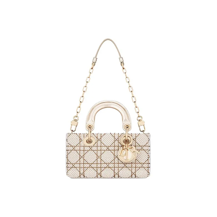 DIOR Lady D-JOY Sheepskin Daisie Bag Shoulder Bag Crossbody Bag Handbag Extra Mini Women's Gold-0