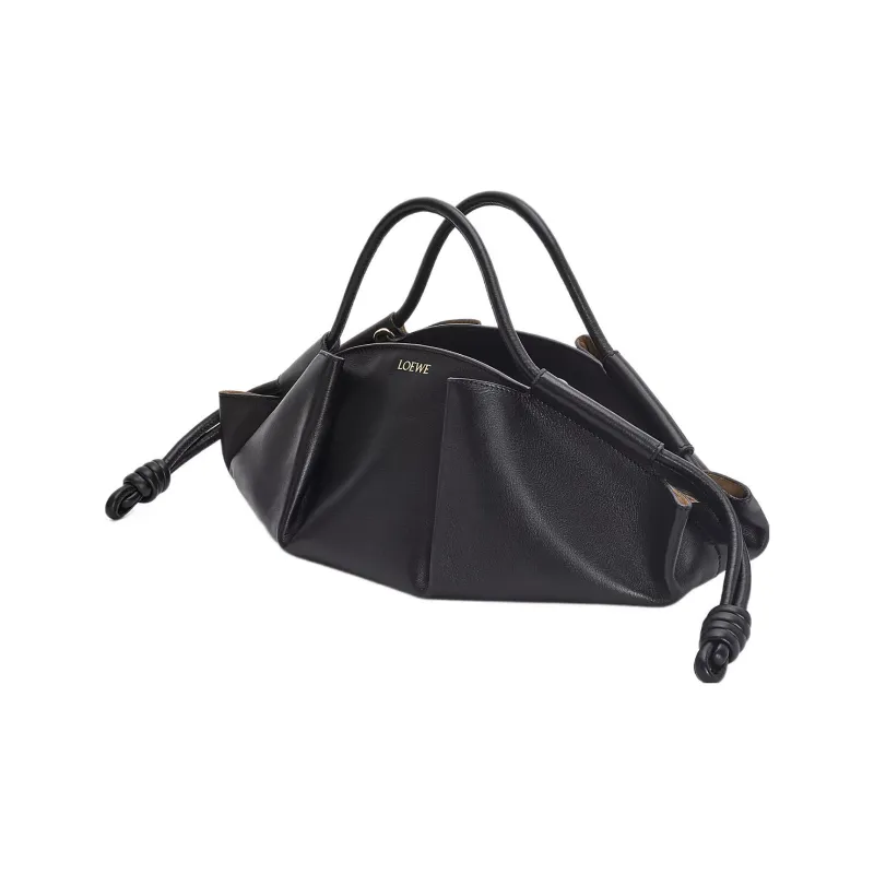 LOEWE Bright Nappa Cow Leather Dumpling Bag, Shoulder Bag, Crossbody Bag, Handbag Women's Black-1