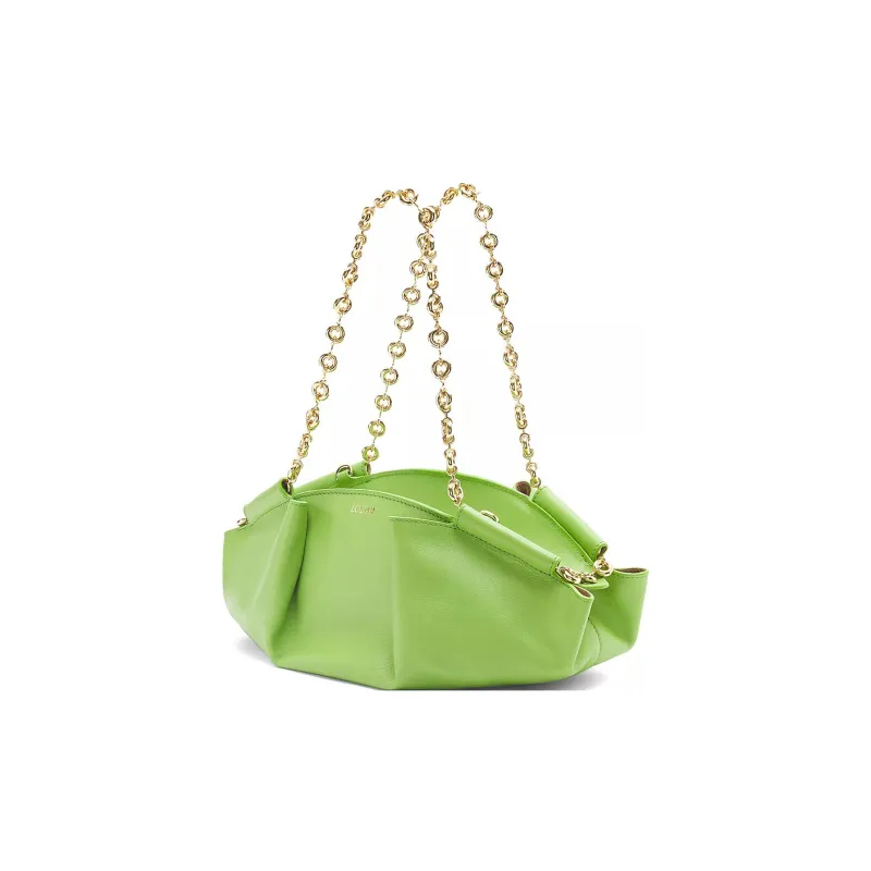 LOEWE Shiny Nappa Cow Leather Dumpling Bag Shoulder Bag Crossbody Bag Handbag Small Size Women's Apple Green-1