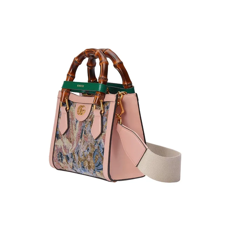 GUCCI Diana Canvas With Leather Tote Bag Shopping Bag Shoulder Bag Crossbody Bag Handbag Mini Women's Pink/Multicolor-4