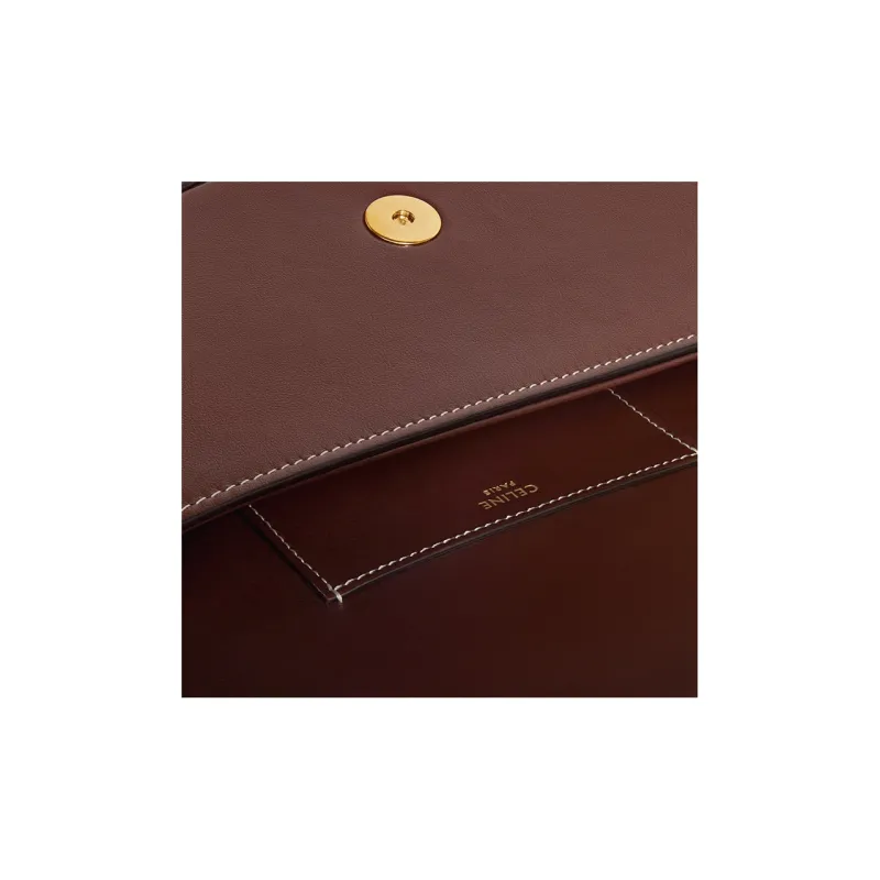 CELINE Smooth Calf Leather Lockhead Baguette Bag Shoulder Bag One Shoulder Handbag Crossbody Bag Mini Women's Burgundy-5