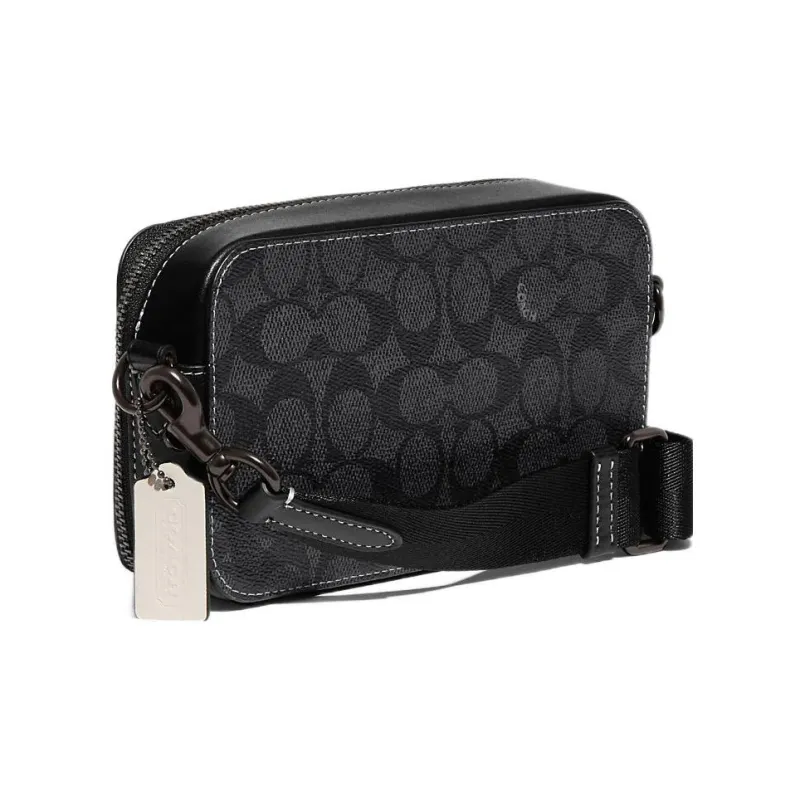 COACH Charter Coated Canvas With Calfskin Combo Bag, Shoulder Bag, Crossbody Bag Trumpets Men's Black-2