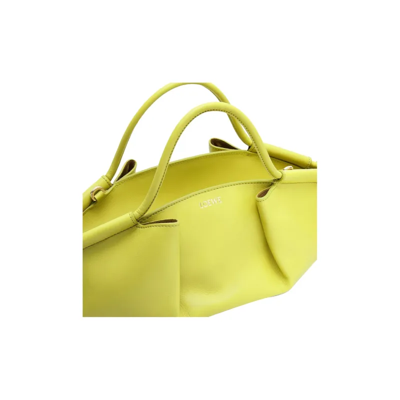 LOEWE Shiny Nappa Cow Leather Dumpling Bag Shoulder Bag Crossbody Bag Handbag Small Size Women's Lemon Yellow-7