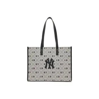 MLB Monogram Collection Cotton Tote Bag Shopping Bag Handbag Shoulder Bag Women's Black