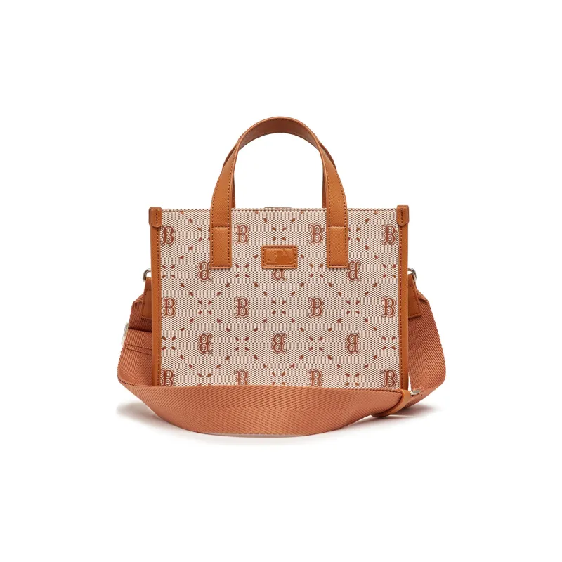 MLB Synthetic Leather Tote Bag Shopping Bag Handbag Crossbody Bag Shoulder Bag Small Size Women's Brown-4