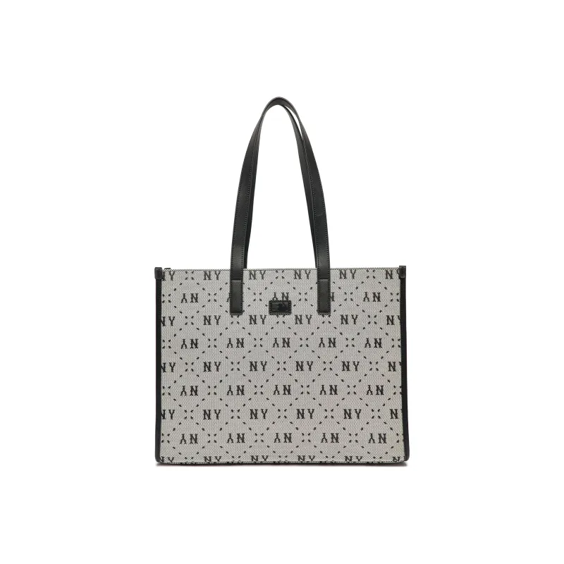 MLB Monogram Collection Cotton Tote Bag Shopping Bag Handbag Shoulder Bag Women's Black-3