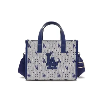 MLB Artificial Leather Tote Bag Shopping Bag Handbag Crossbody Bag Shoulder Bag Small Size Women's Blue