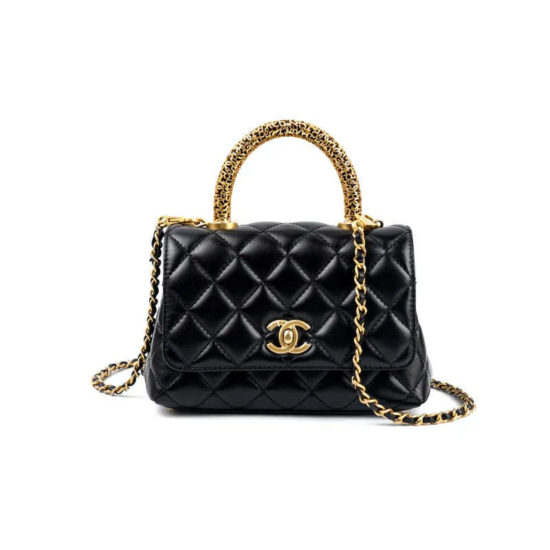 CHANEL 22A Early Autumn Cow Leather Chain Bag Handbag Trumpets Women's Black-0