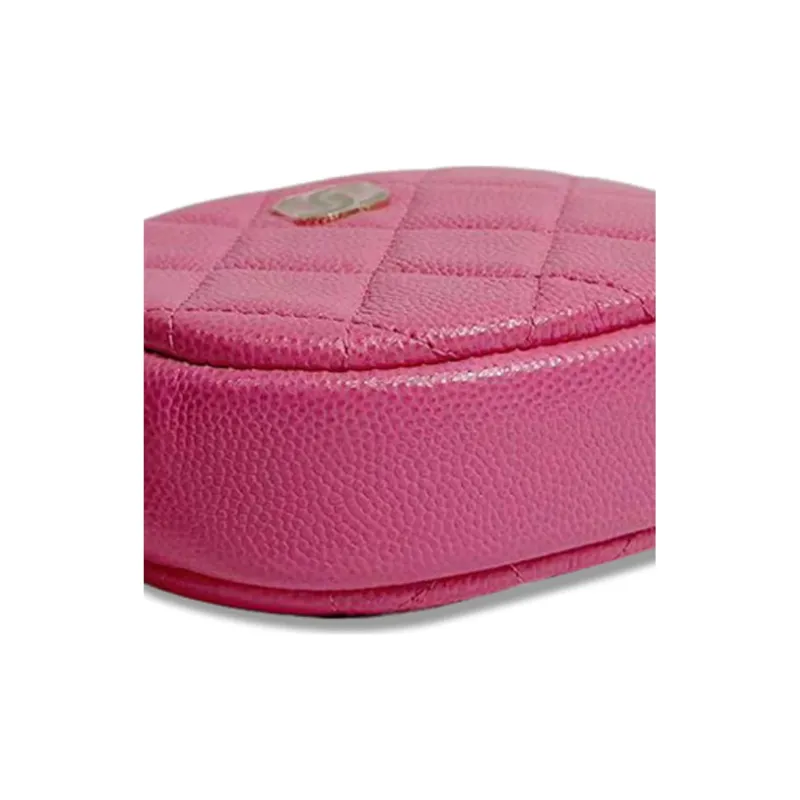 CHANEL Smooth Finish Calfskin Small Round Bag Clutch Coin Purse Women's Peach Pink-3