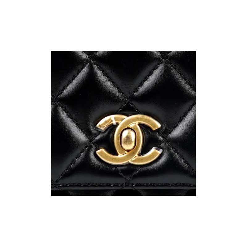 CHANEL 22A Early Autumn Cow Leather Chain Bag Handbag Trumpets Women's Black-5