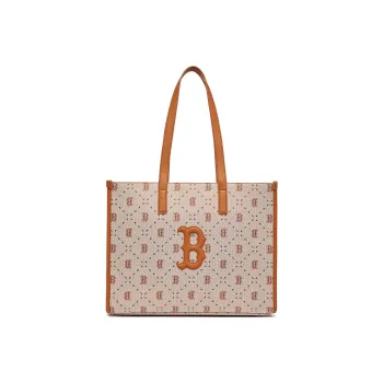 MLB Polyester Tote Bag Shopping Bag Handbag Shoulder Bag Large Size Women's Brown