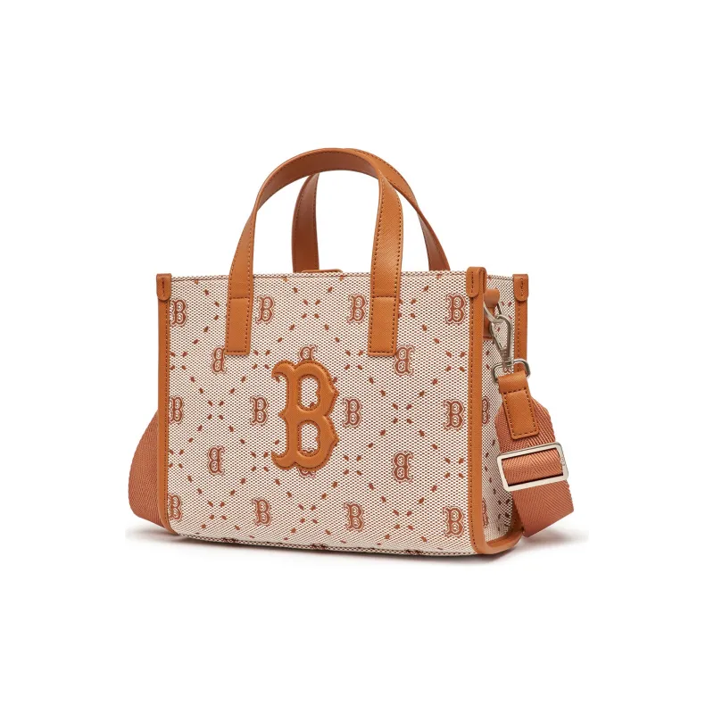 MLB Synthetic Leather Tote Bag Shopping Bag Handbag Crossbody Bag Shoulder Bag Small Size Women's Brown-2