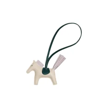 HERMES Sheepskin Pendants Unisex Chalk White