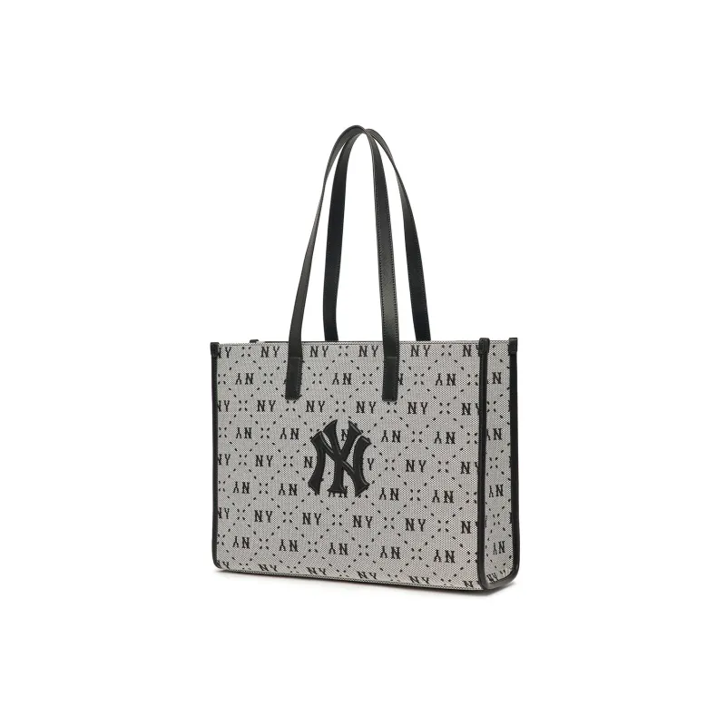 MLB Monogram Collection Cotton Tote Bag Shopping Bag Handbag Shoulder Bag Women's Black-1