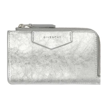 GIVENCHY Antigona Calfskin Card Holder Women's Silver