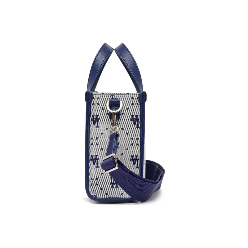 MLB Artificial Leather Tote Bag Shopping Bag Handbag Crossbody Bag Shoulder Bag Small Size Women's Blue-3