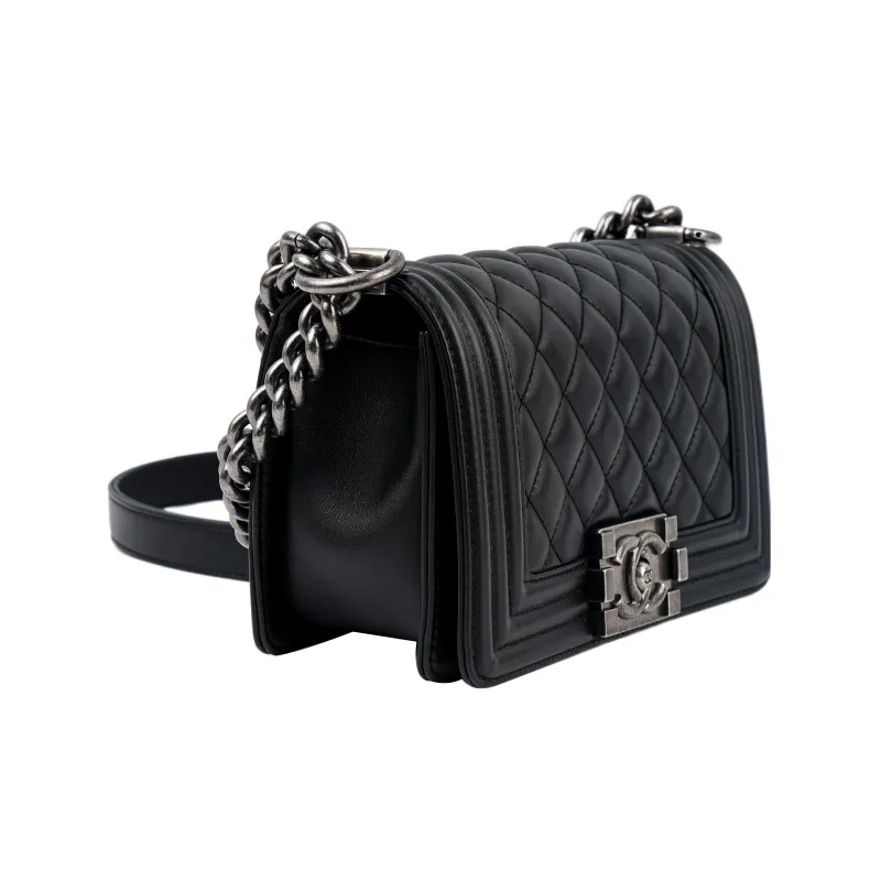CHANEL Leboy Calfskin Flap Crossbody Bag Shoulder Bag Trumpets Women's Black-1