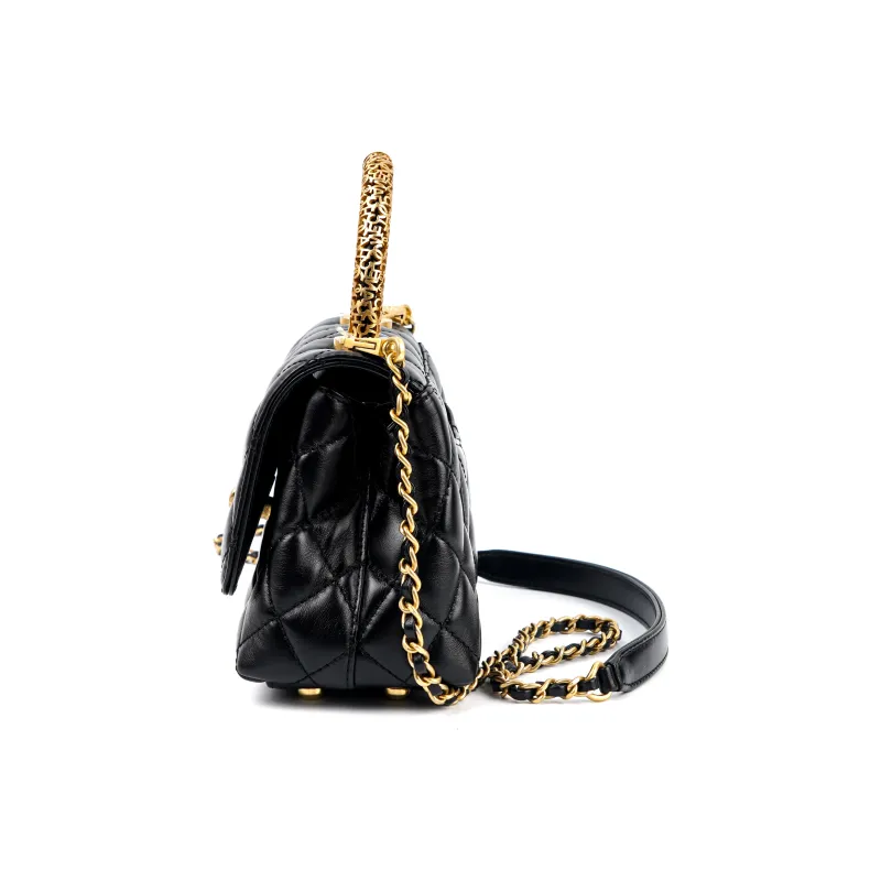 CHANEL 22A Early Autumn Cow Leather Chain Bag Handbag Trumpets Women's Black-2