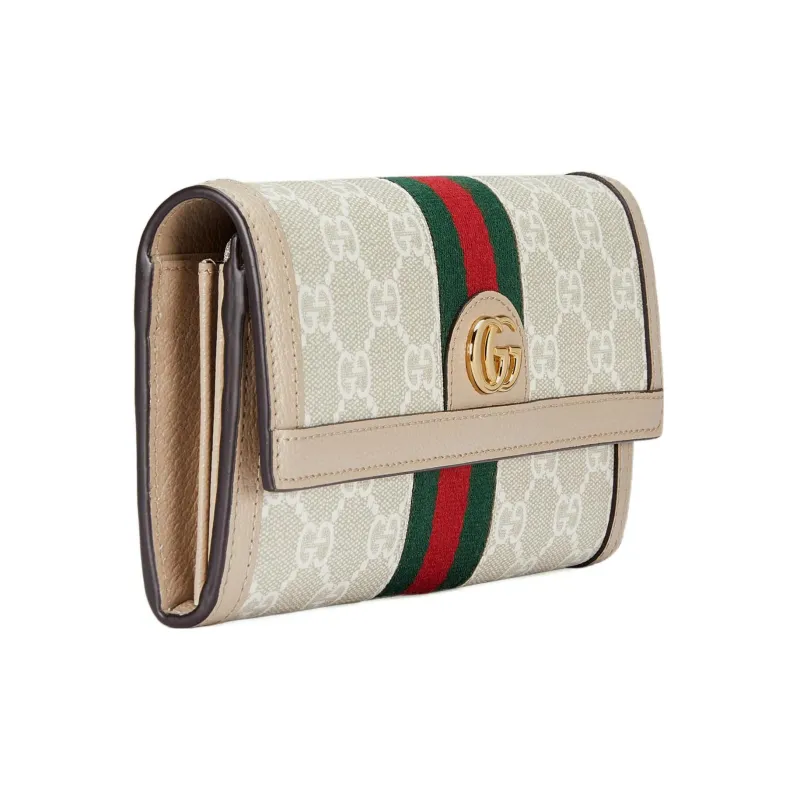 GUCCI Ophidia Canvas With Leather Wallet Women's Beige/White-1