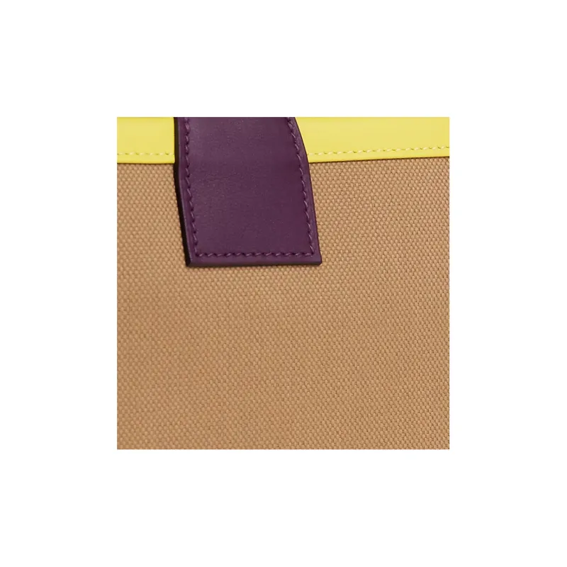HERMES Canvas With Swift Calfskin Canvas Bag, Handbag Women's Masala Tea/Blackcurrant/Lime-3