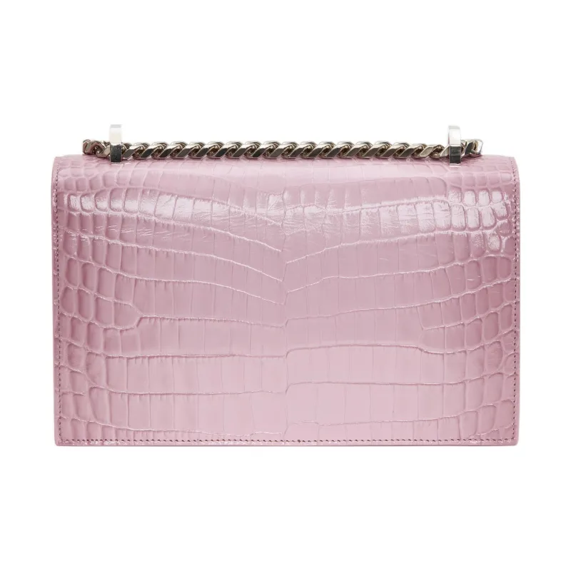 Alexander McQueen Embossed Crocodile Calfskin Crossbody Bag, Shoulder Bag Women's Pink-3