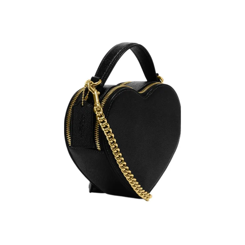 COACH Heart Cross Grain Leather Handbag, Shoulder Bag, Crossbody Bag Mini Women's Black-1