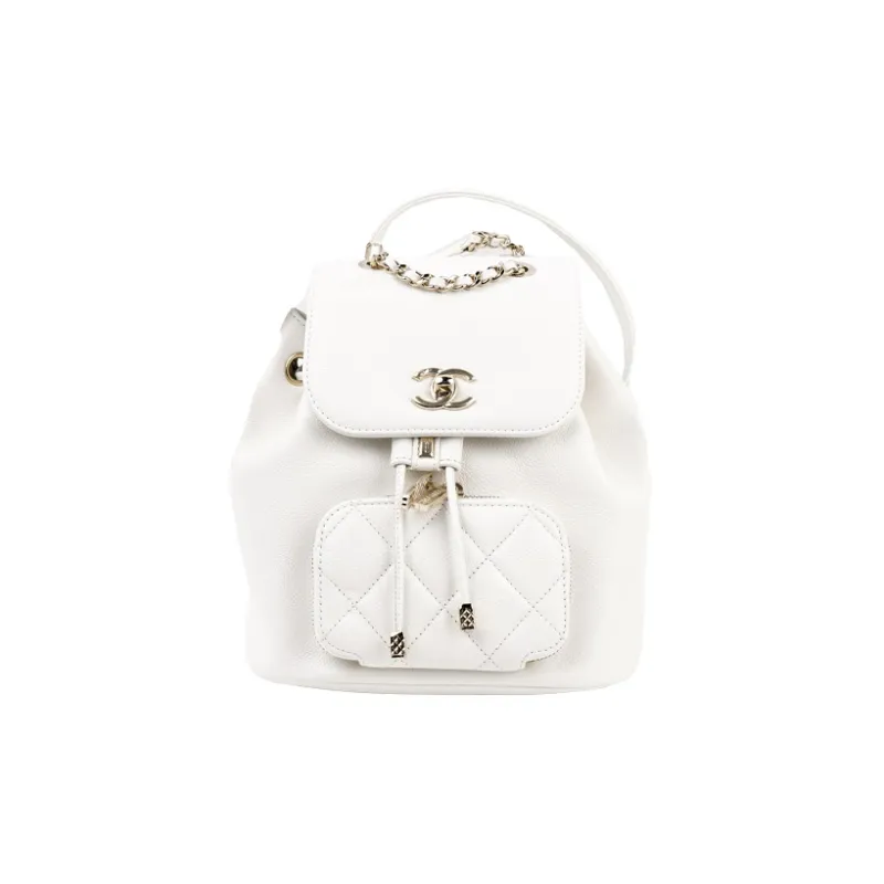 CHANEL Cow Leather Backpack Trumpets Women's White-1