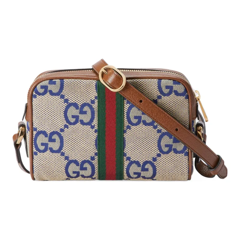 GUCCI Ophidia Canvas With Leather Camera Bag Shoulder Bag Crossbody Bag Mini Women's Blue/Brown-2