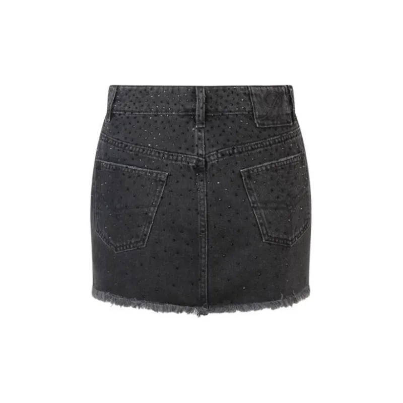 Blumarine Rhinestone Embellished Denim Mini Skirt-1