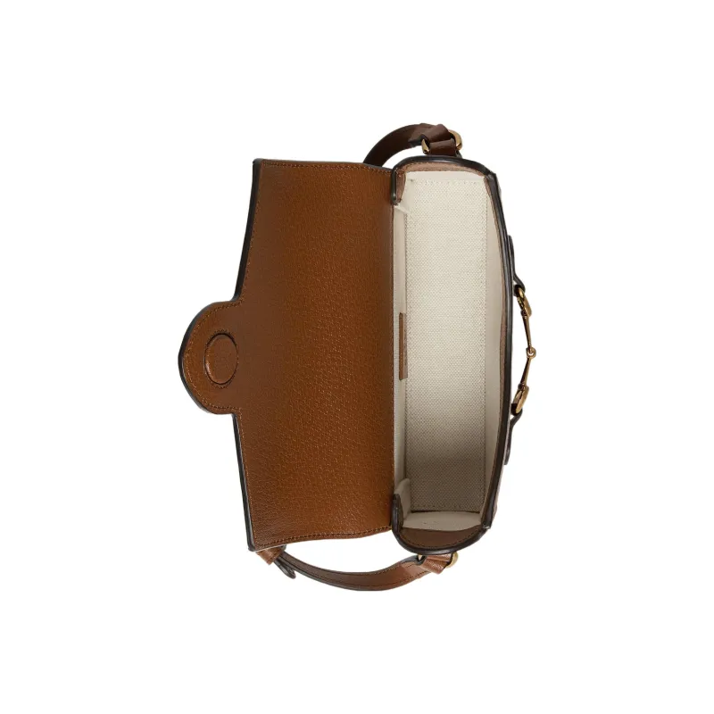 GUCCI Horsebit 1955 Canvas With Leather Canvas Bag Box Bag Shoulder Bag Crossbody Bag Mini Women's Brown/Blue-5