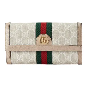 GUCCI Ophidia Canvas With Leather Wallet Women's Beige/White