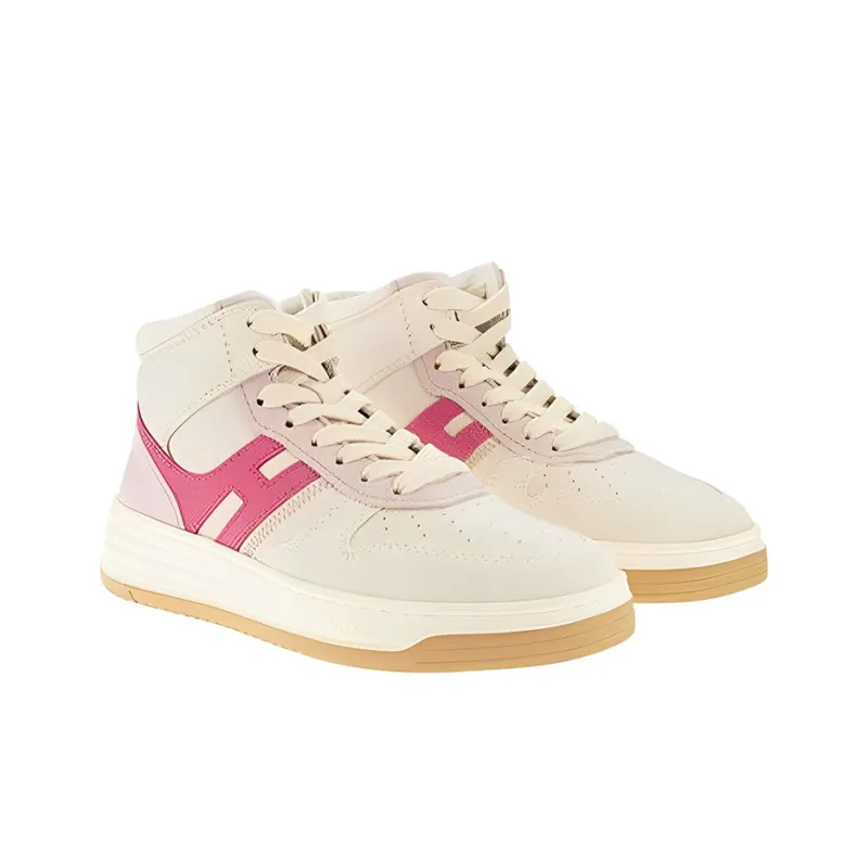 HOGAN H630 Stylish Skateboarding Shoes Women's Beige Pink-1