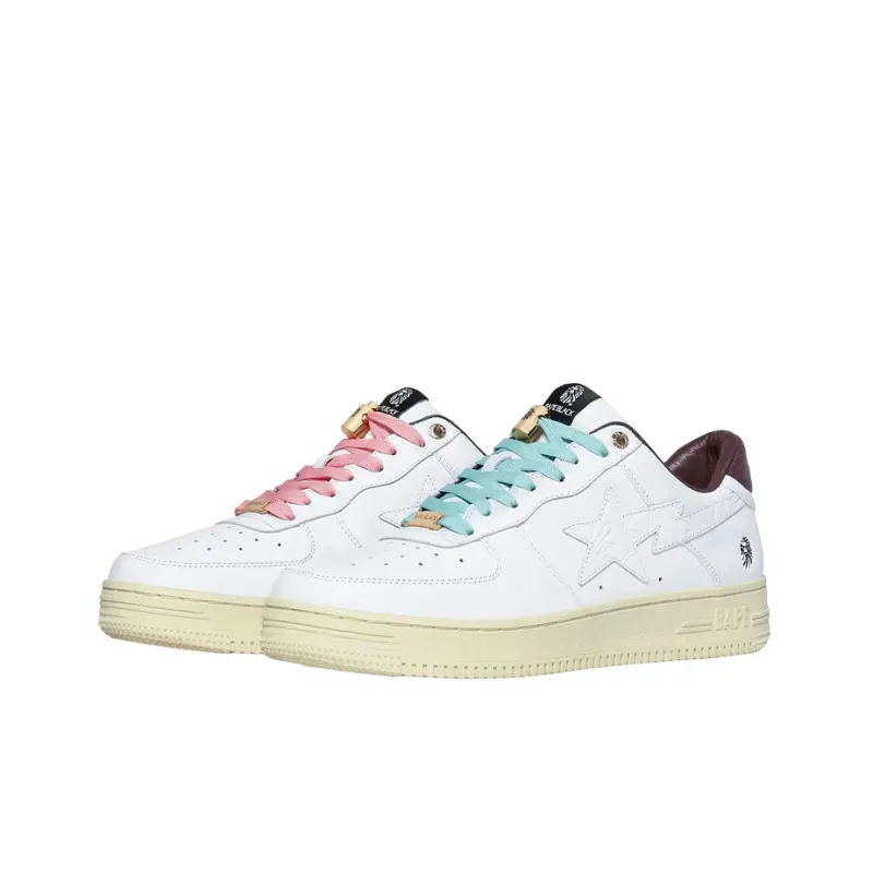 BAPE BLACK x A BATHING APE STA Stylish Skateboarding Shoes Men's White-2