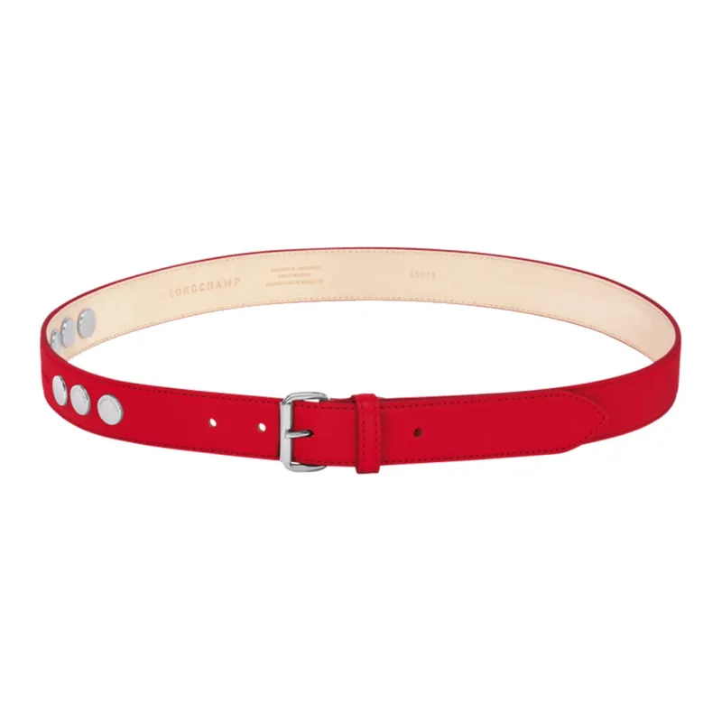 LONGCHAMP Minimalist Style Casual Pin Buckle Belt Women's Red Width: 3cm-0