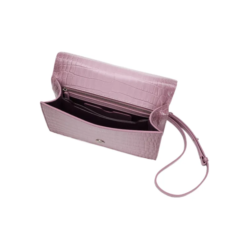 Alexander McQueen Embossed Crocodile Calfskin Crossbody Bag, Shoulder Bag Women's Pink-4