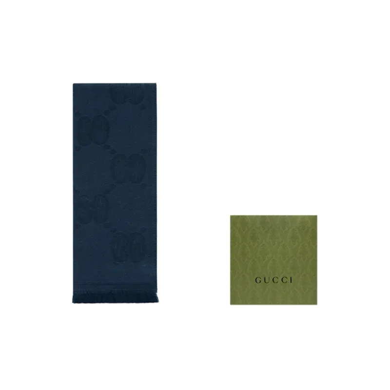 GUCCI Knit Scarves Unisex Marine Blue-5