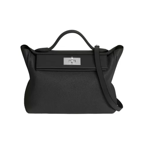 HERMES 24/24 Taurillon Maurice With Swift Calfskin Portable Crossbody Bag Shoulder Bag Women's Black