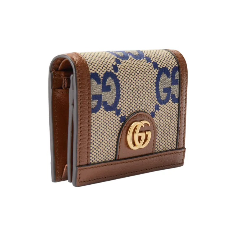 GUCCI Ophidia Canvas With Leather Wallet Women's Blue/Brown-1
