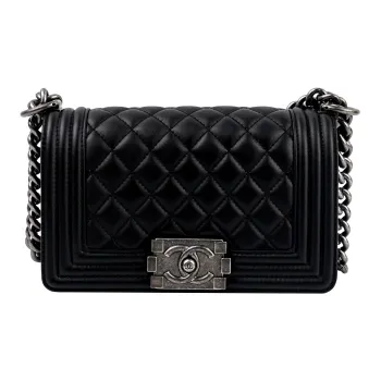CHANEL Leboy Calfskin Diamond Pattern Bag, Crossbody Bag, Shoulder Bag Small Size Women's Black