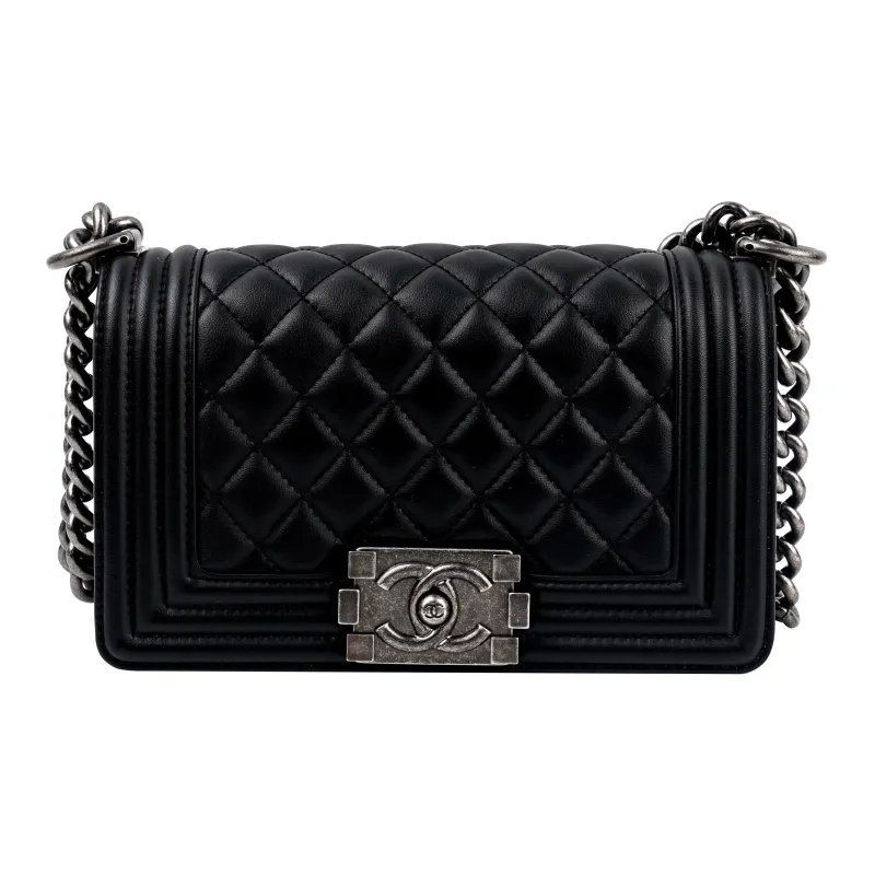 CHANEL Leboy Calfskin Flap Crossbody Bag Shoulder Bag Trumpets Women's Black-0