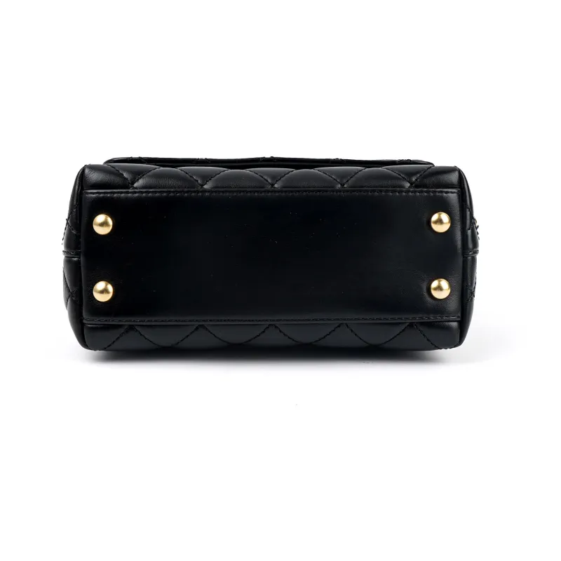 CHANEL 22A Early Autumn Cow Leather Chain Bag Handbag Trumpets Women's Black-3