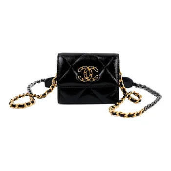 CHANEL 19Bag Goatskin Glossy Leather Shoulder Bag, Crossbody Bag Women's Black