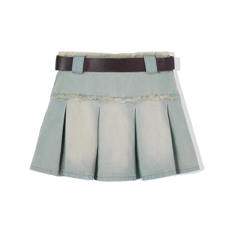 LA CRAWFISH Denim Dresses & Skirts Women's Washed Denim Blue-1